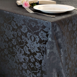 Скатерть 145x145 см. цвет черный цветочный узор 1589 с пропиткой от загрязнений