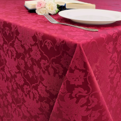 Скатерть 240x240 см. цвет бордовый цветочный узор 1589 с пропиткой от загрязнений