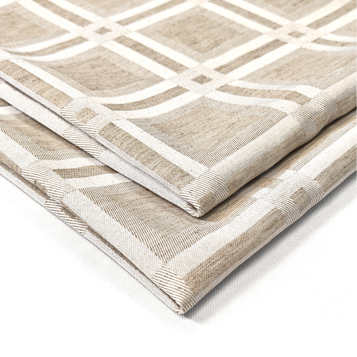 Скатерть d-300 см. цвет натуральный лён дизайн 2766 клетка с водоотталкивающей пропиткой Скатерть d-300 см. цвет натуральный лён дизайн 2766 клетка с водоотталкивающей пропиткой