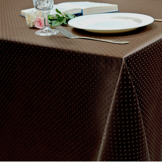 Скатерть 140x140 см. цвет коричневый рисунок 1929 точечки с водоотталкивающей пропиткой