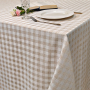 Скатерть 140x140 см. цвет натуральный лён дизайн 2765 клетка ВИШИ с водоотталкивающей пропиткой