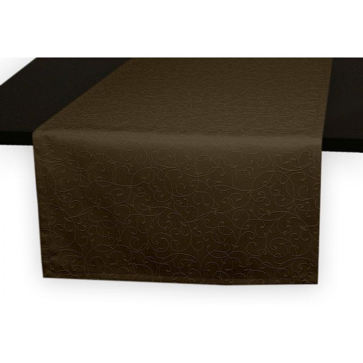 Дорожка на стол 120х45 см. ткань коллекции Ричард рисунок тонкий вензель 1812 цвет темно-коричневый