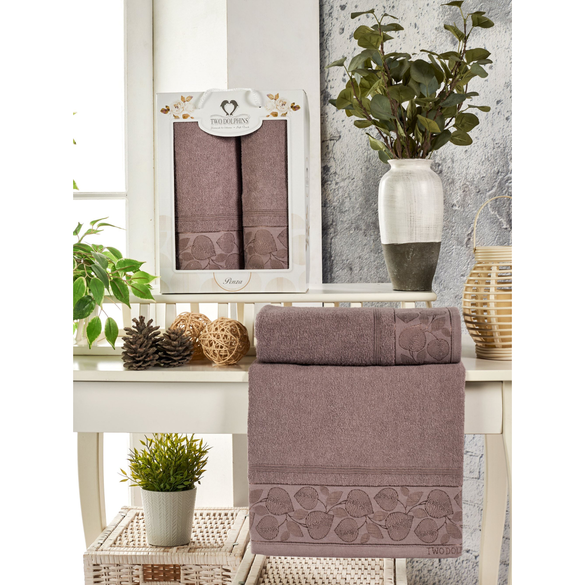 Набор полотенец 2 шт. TWO DOLPHINS 50x90+70х140 см. арт. TWO DOLPHINS-11800-Брусни Набор полотенец 2 шт. TWO DOLPHINS 50x90+70х140 см. арт. TWO DOLPHINS-11800-Брусни