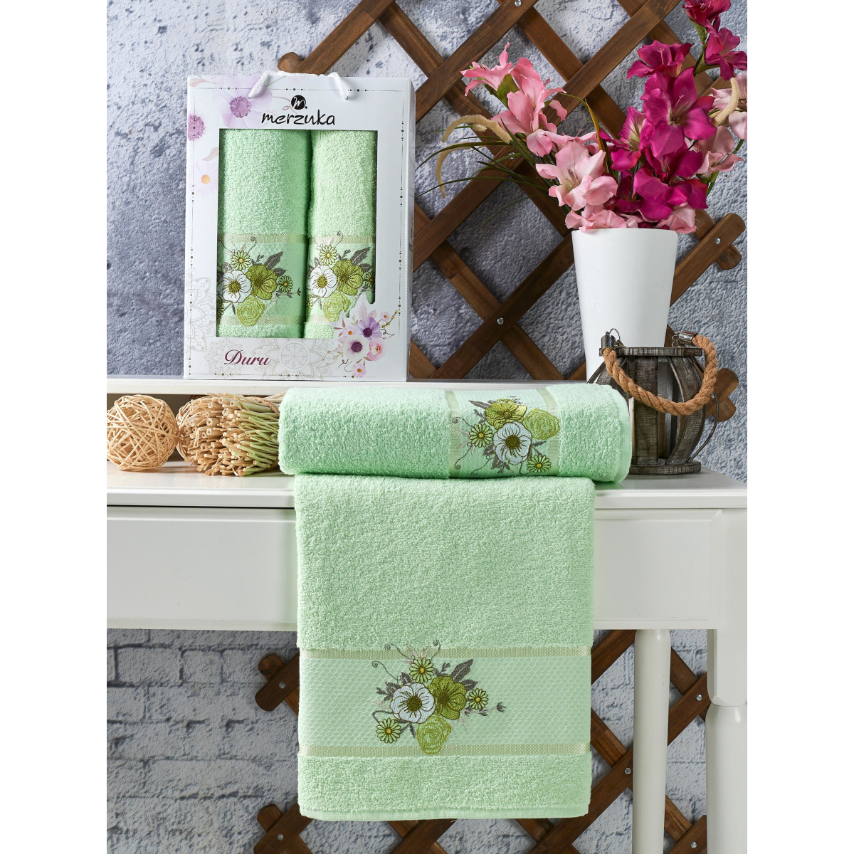 Набор полотенец 2 шт. MERZUKA 50x90+70х140 см. арт. 11778-Фисташковый Набор полотенец 2 шт. MERZUKA 50x90+70х140 см. арт. 11778-Фисташковый