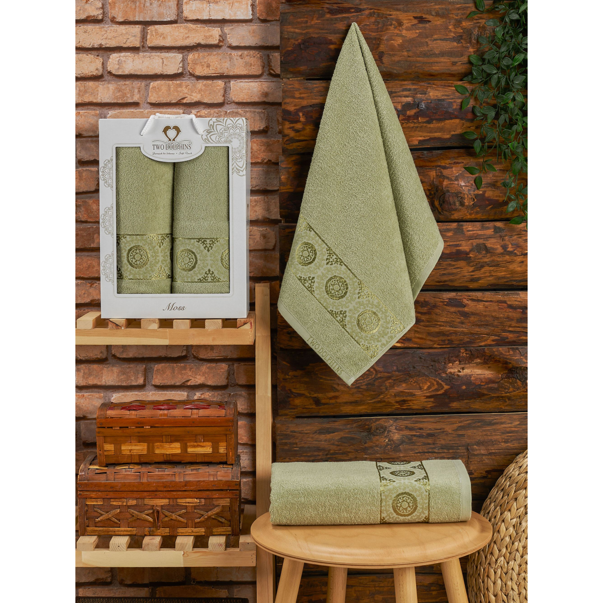 Набор полотенец 2 шт. TWO DOLPHINS 50x90+70х140 см. арт. TWO DOLPHINS-11808-Зелены Набор полотенец 2 шт. TWO DOLPHINS 50x90+70х140 см. арт. TWO DOLPHINS-11808-Зелены