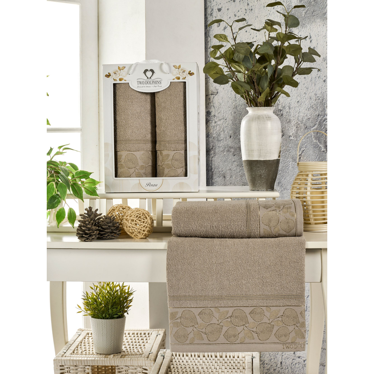 Набор полотенец 2 шт. TWO DOLPHINS 50x90+70х140 см. арт. TWO DOLPHINS-11800-Сер-ко Набор полотенец 2 шт. TWO DOLPHINS 50x90+70х140 см. арт. TWO DOLPHINS-11800-Сер-ко